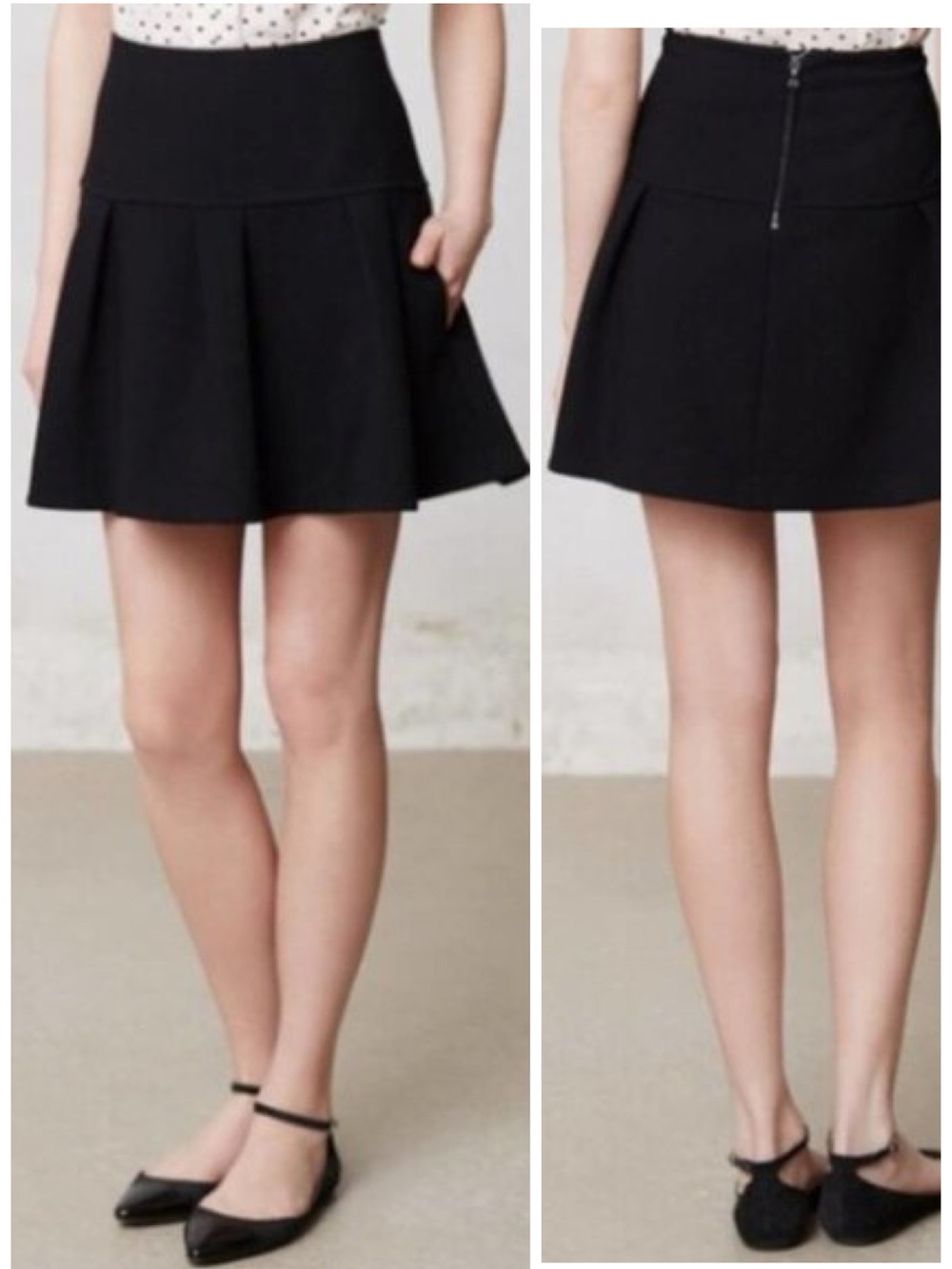 Anthropologie Leifsdottir Drop Waist Pleated Fit And Flare Mini Skirt Size 6 EUC